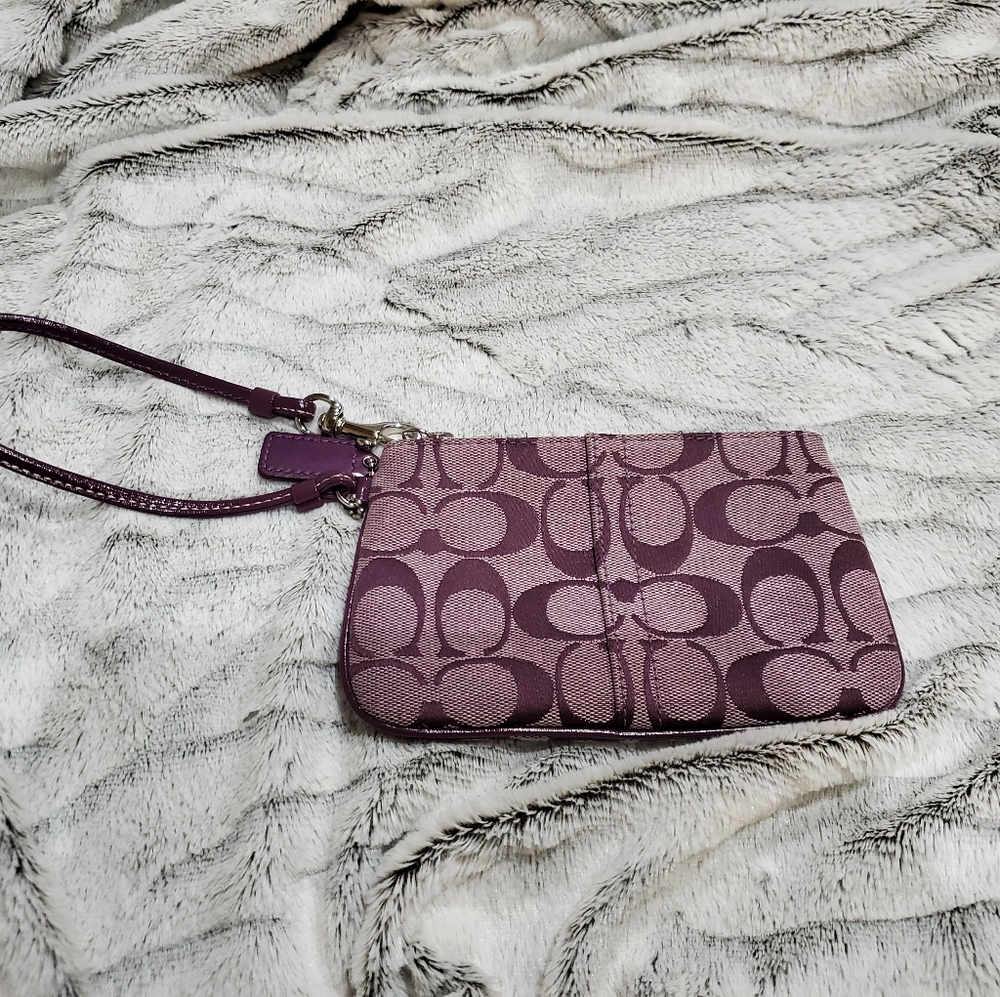 COACH JACQUARD AND BROWN LEATHER WRISLET